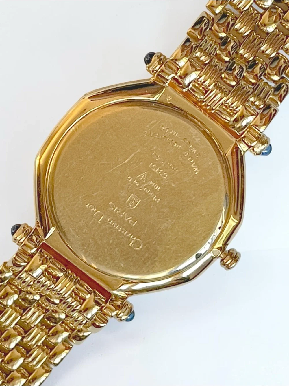 Vintage Christian Dior Octagon Gold Watch with Diamond Hour Marker Dial